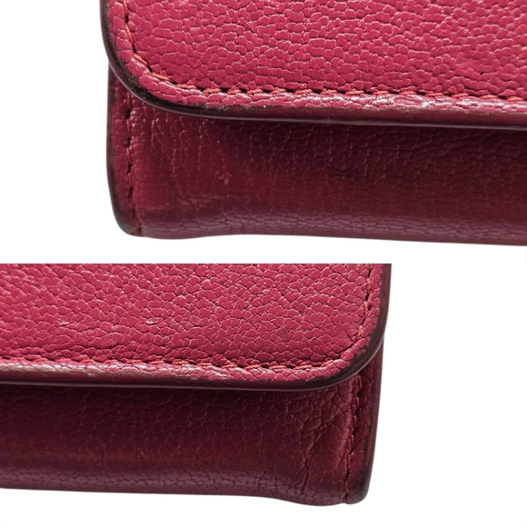 Miu Miu Portafoglio Pattina Flap Wallet In Madras Leather In Peony Pink - Picture 7 of 17